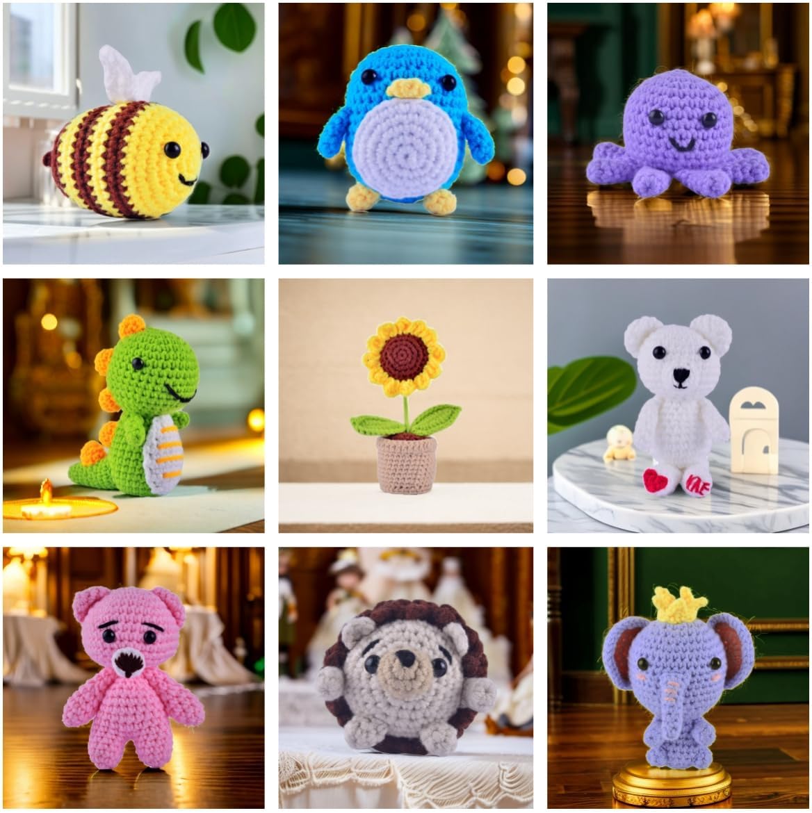 Kit de ganchillo para principiantes, animales, con tutoriales de