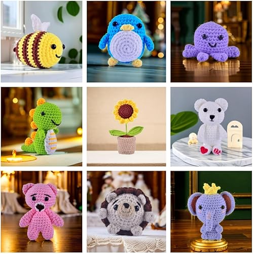 Miniatura 7 de Kit de ganchillo para principiantes, animales, con tutoriales de video paso a paso, crotcheting fácil de aprender, kit de manualidades para hacer