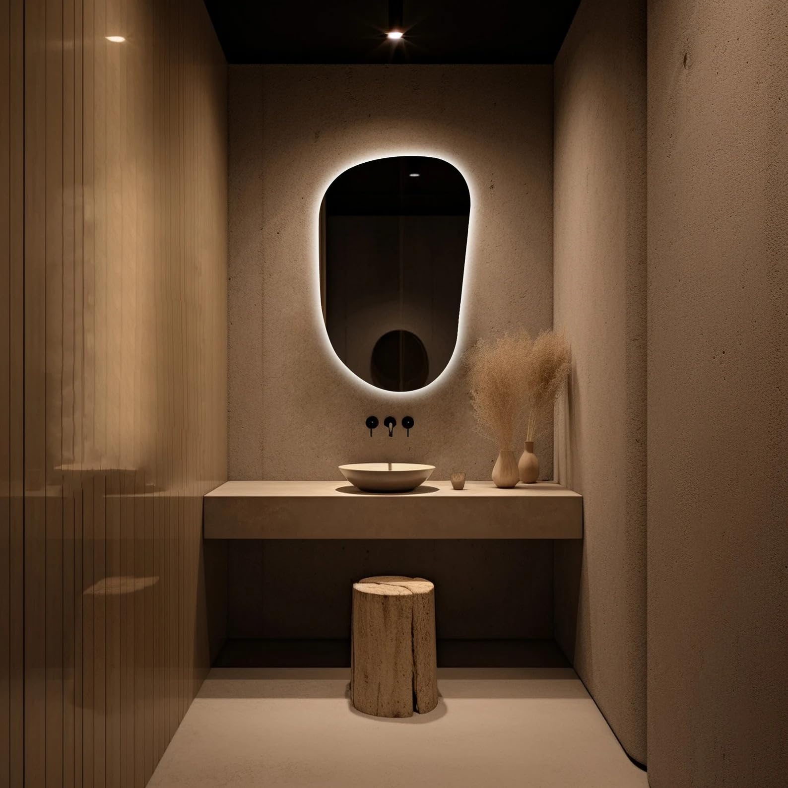 Bathroom LED Mirror with Touch Sensor, 3 Light Effects, Glass, Freeform Shape LED 141 (18 x 36 Inch)-image-45