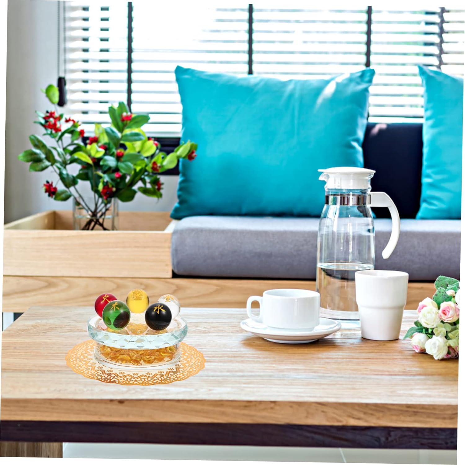 STOBAZA Five-Base Fortune Decorations Ingot Case Chakra Sphere Balls for Meditation Relaxing Decor for Desk