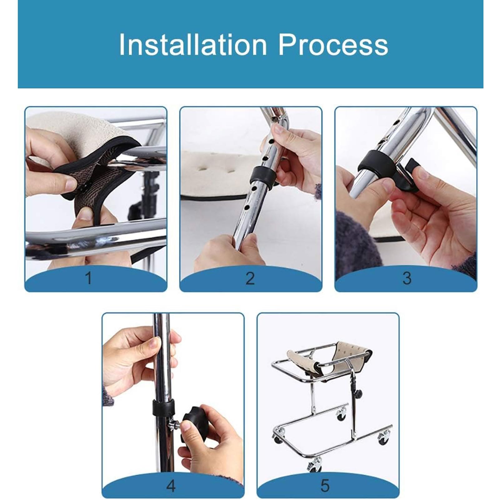 Andador para niños con parálisis cerebral, plegable, de aluminio, ligero, con ruedas, altura ajustable, andador para niños pequeños con parálisis cerebral, soporte de rehabilitación