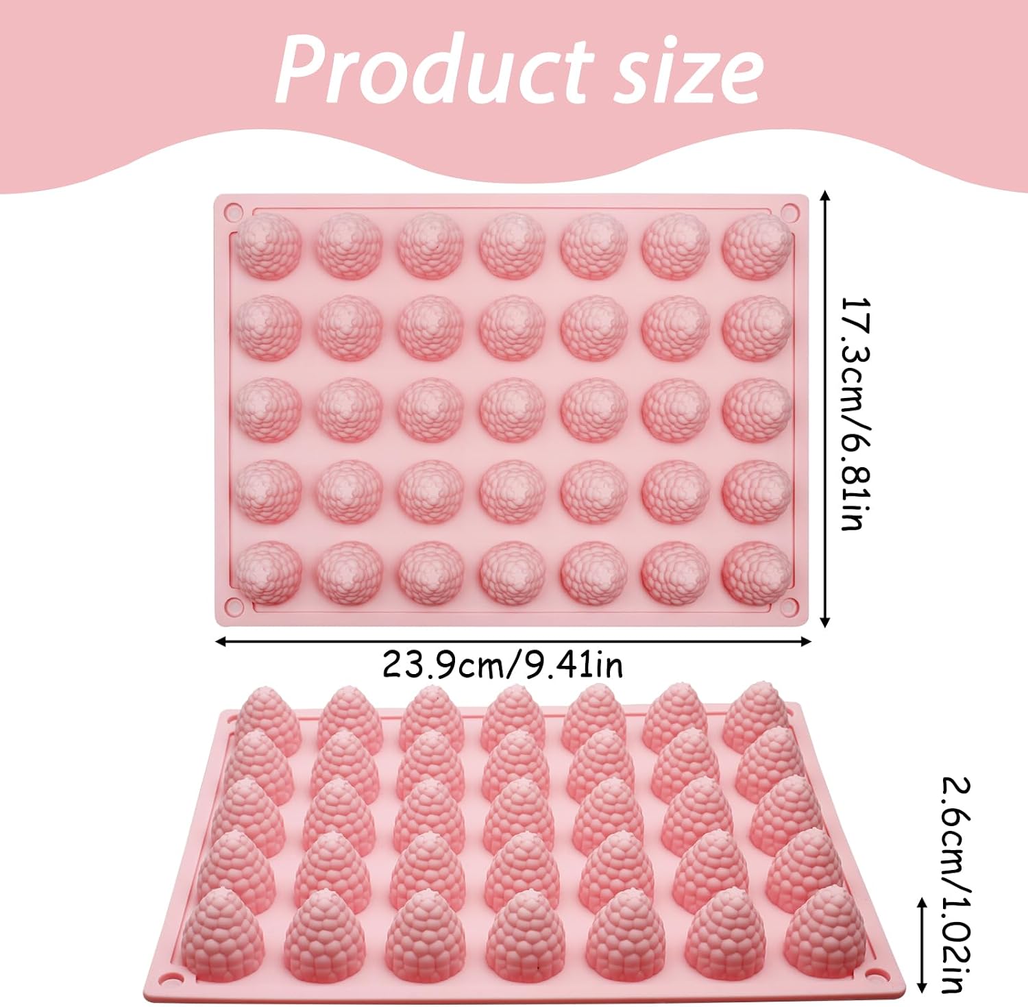 Raspberry Silicone Mold 35-Cavity for Chocolate Candy Gummy