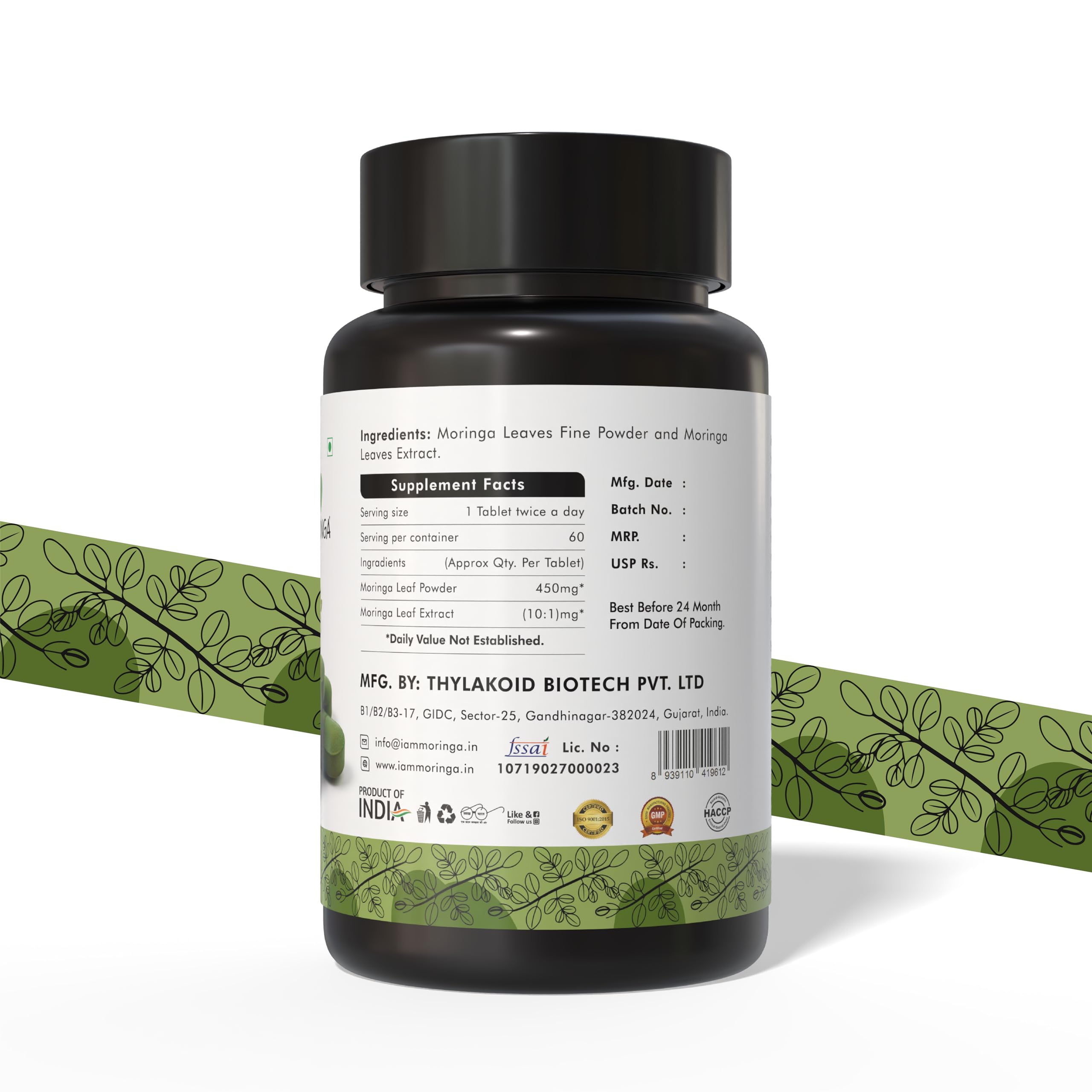 Pure Moringa Tablets 60 Tabs 500 mg, Drumstick Leaves Extract Rich in Nutrients & Antioxidants Non-GMO, Gluten-Free Convenient Superfood Supplement — Amazon image 6