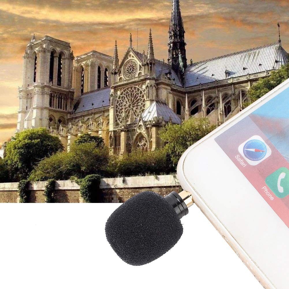 ZJchao Mobile Phone Microphone, Mini Microphone Mini 3.5mm Black Portable for Mobile Phone Recording (Three Poles)