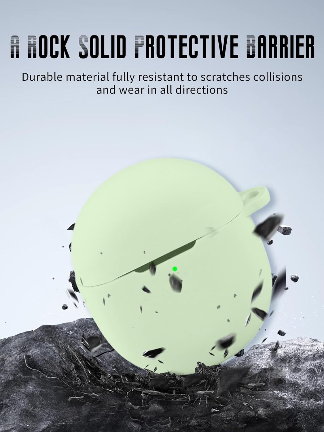 Case for Google Pixel Buds 2a Earbuds 2025, FJIASTB Soft Silicone Protective Cover with Carabiner and Lanyard, Shockproof (Light Green) - Image 2