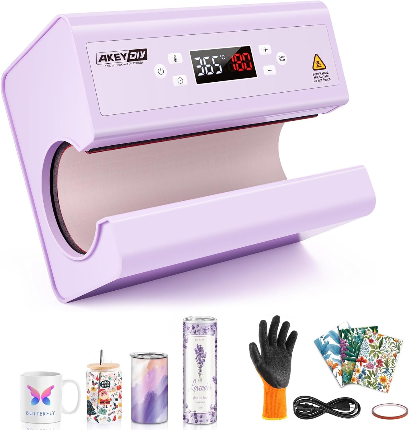 AKEYDIY Auto Tumbler Heat Press Press - Mug Heat Press Machine Heat Up Quick & Even for 20oz 30oz Sublimation Tumblers Cups Glasses and Mugs (Purple)