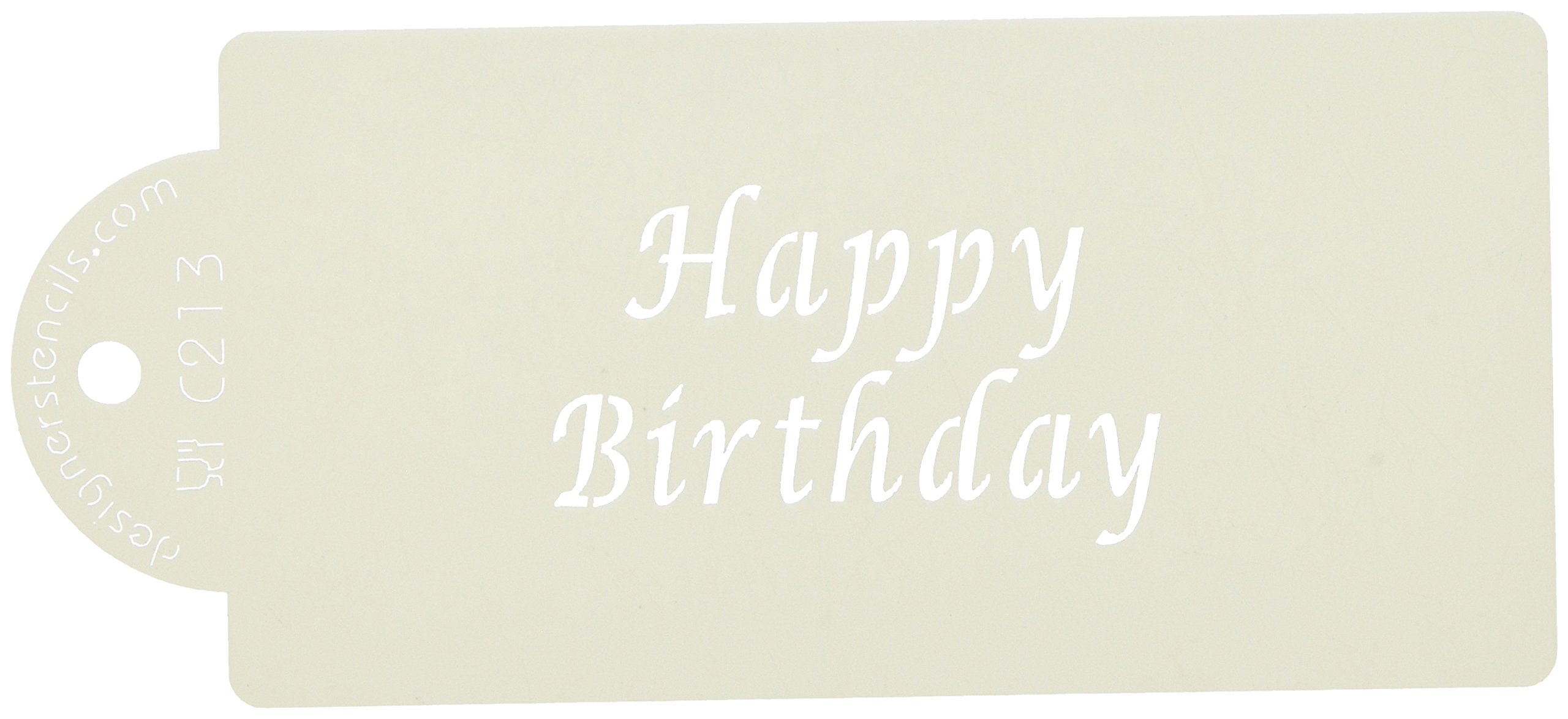Designer Stencils Happy Birthday Business Card Cookie Stencil, Beige/semi-transparent