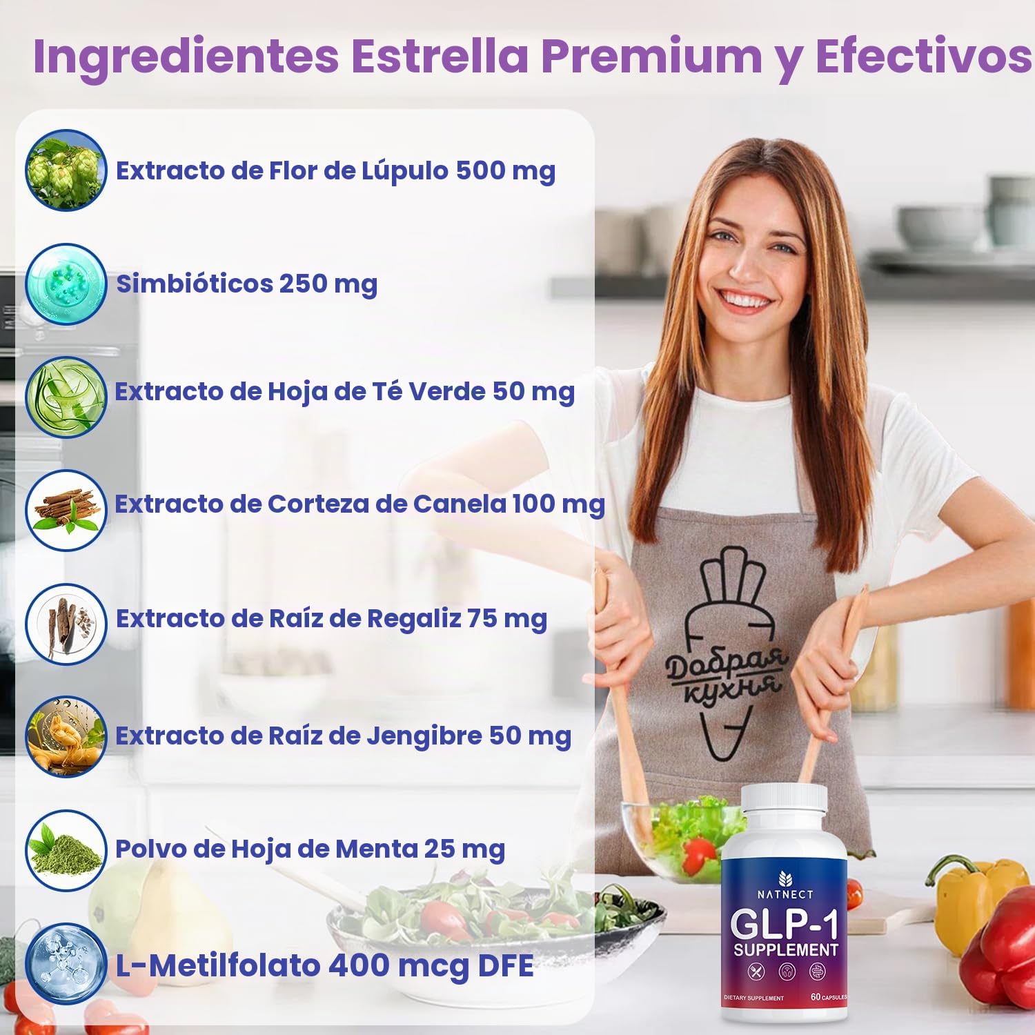 Suplemento de Apoyo GLP-1, Fórmula Natural GLP Activate, Suplemento GLP-1 para Metabólico, Energía, Apoyo GLP-1, Tomar Antes de las Comidas (60 Cápsulas) : Salud y Hogar