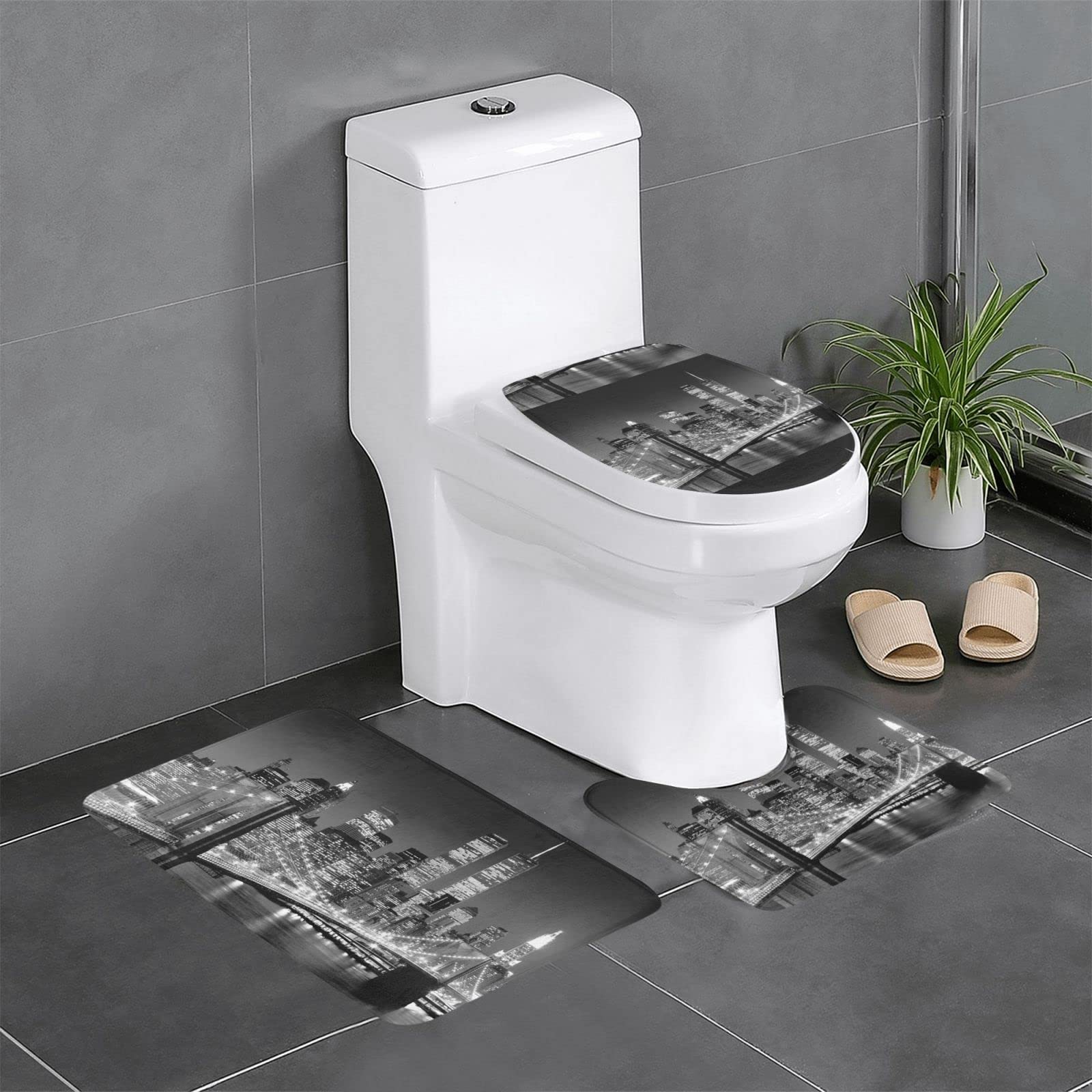 Tapis de sol antidérapant flanelle New York lot de 3 barrière humidité