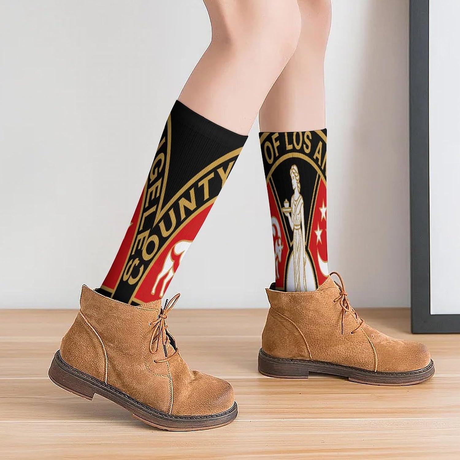 Los Angeles County Crew Socks Casual Breathable Calf Socks | Cushion Running Athletic Socks Long Performance Breathable Sports Socks for Women Men