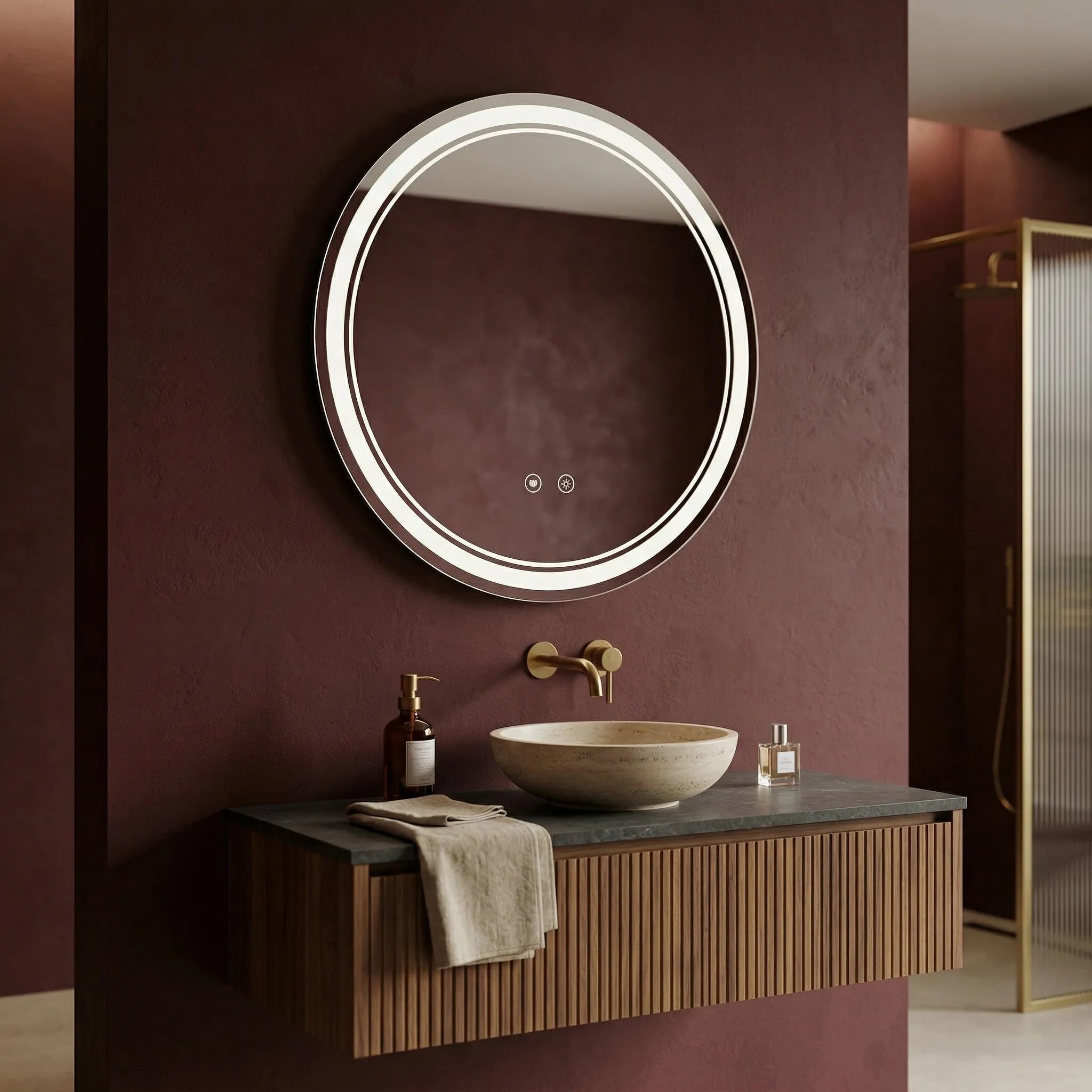 Rea - Lustro Ścienne Led Soft 90 Okrągłe - 2,5 x 90 x 90 cm