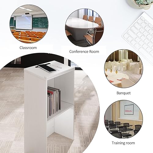 Miniatura 5 de Podium Stand,Wooden Speaking Lectern,Lectern Podium for Classroom,Churches,Auditorium,Meeting Room,Reception Desk of Podium with Adjustable
