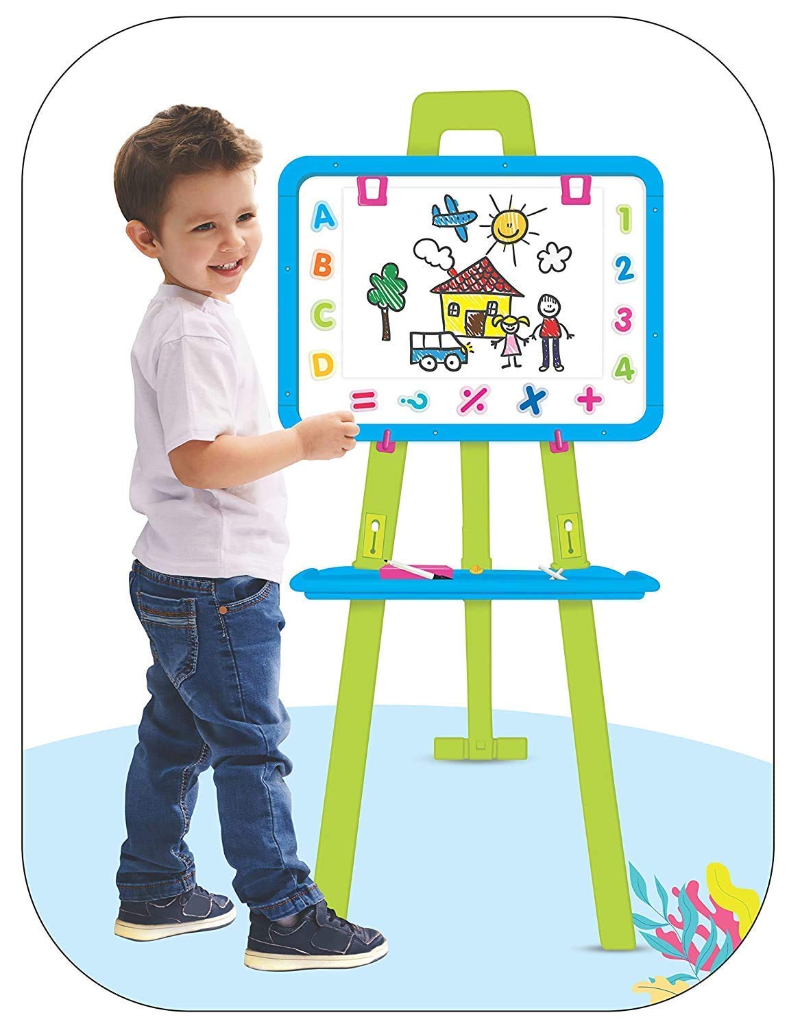 Black Sparrow 8 in1 Magnetic Writing Activity Easel Board with Stand | White Black Board for Learning Activity for Kids | Board for Home, School with Plastic Frame