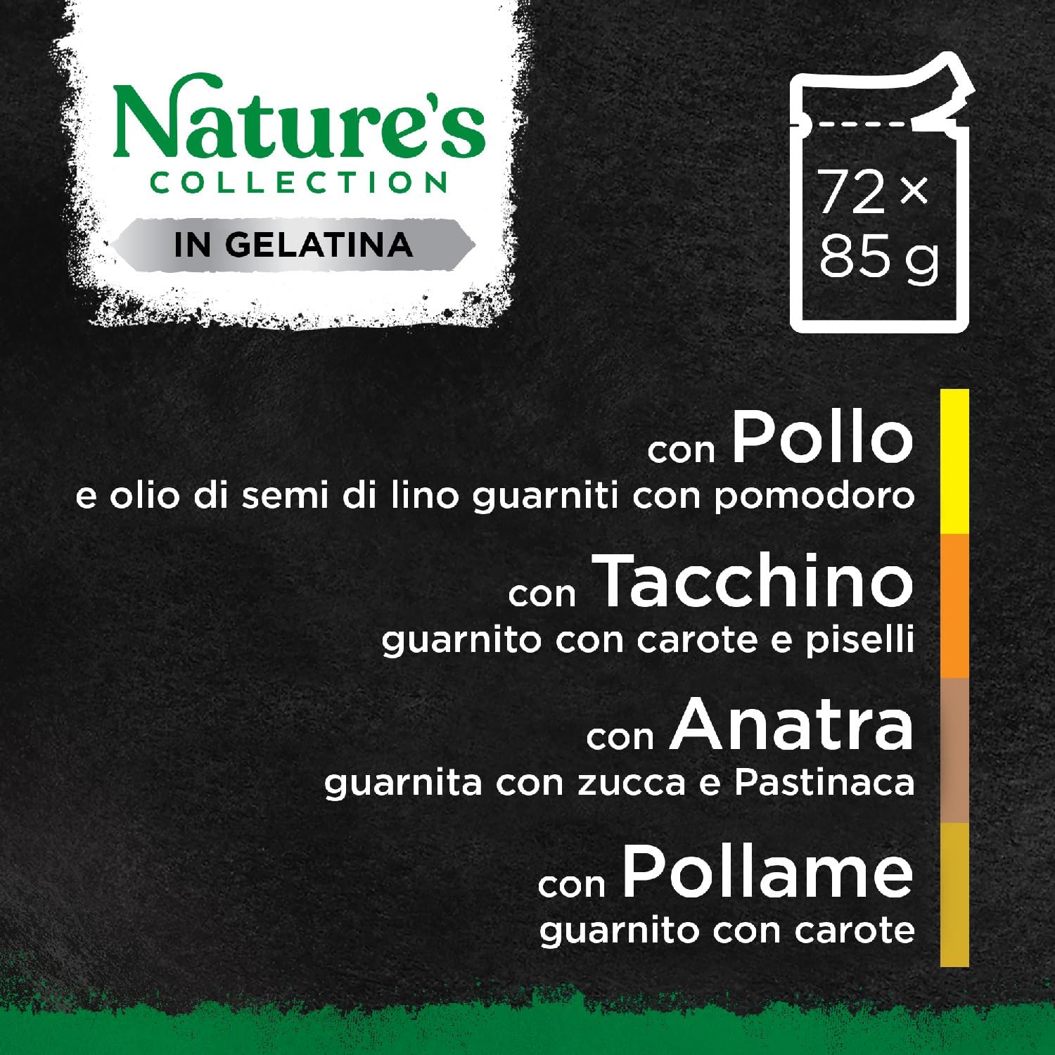 Sheba Nature’s Collection Selezione Delicata in Gelatina, gusti Pollo, Tacchino, Pollame, Anatra, cibo umido completo per gatti adulti, 72 Bustine da 85g