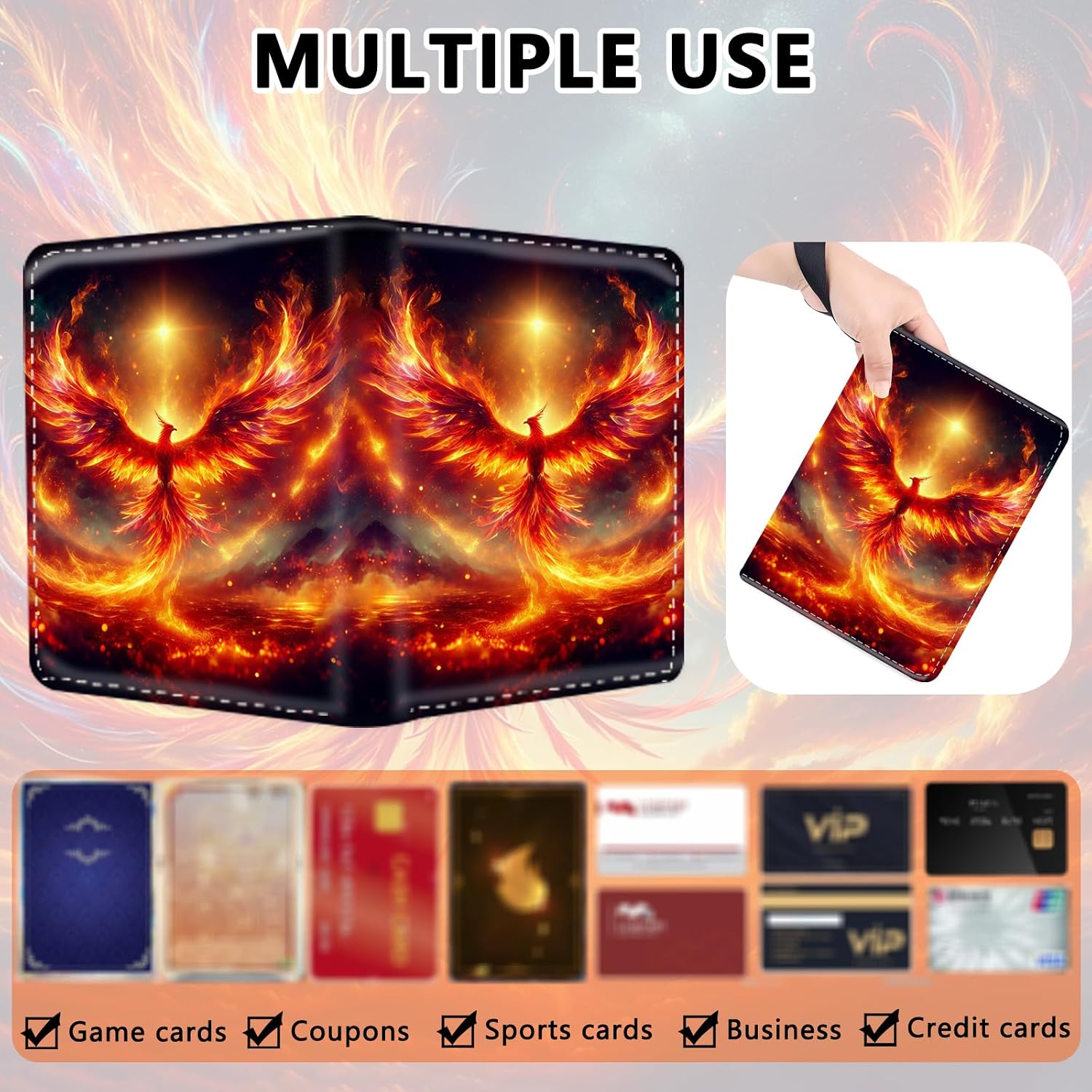 Card Binder 4 Pockets Zip Trading Card Binder for 400 Cards, PU Collection Binder with Removable Sleeves for 50 Pages, Portable Collector Album, Card Book for Game Card, Sports Cards, Gifts