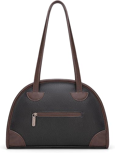 Montana West Monederos y bolsos para mujer, estilo retro, bolso de boliche de cuero para uso diario, bolso con asa superior Negro