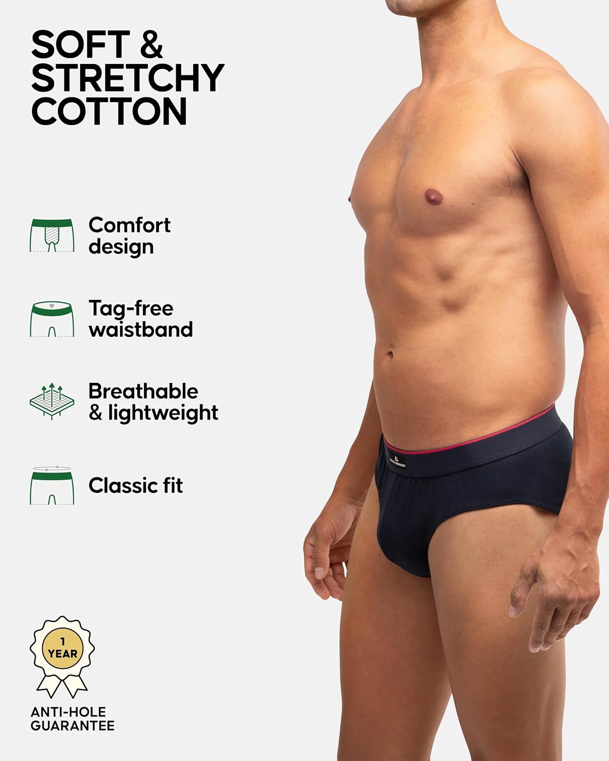 DANISH ENDURANCE Men's Cotton Briefs (6-Pack) – Soft, Stretchy & Breathable, Tag-Free Comfort Waistband - Image 2