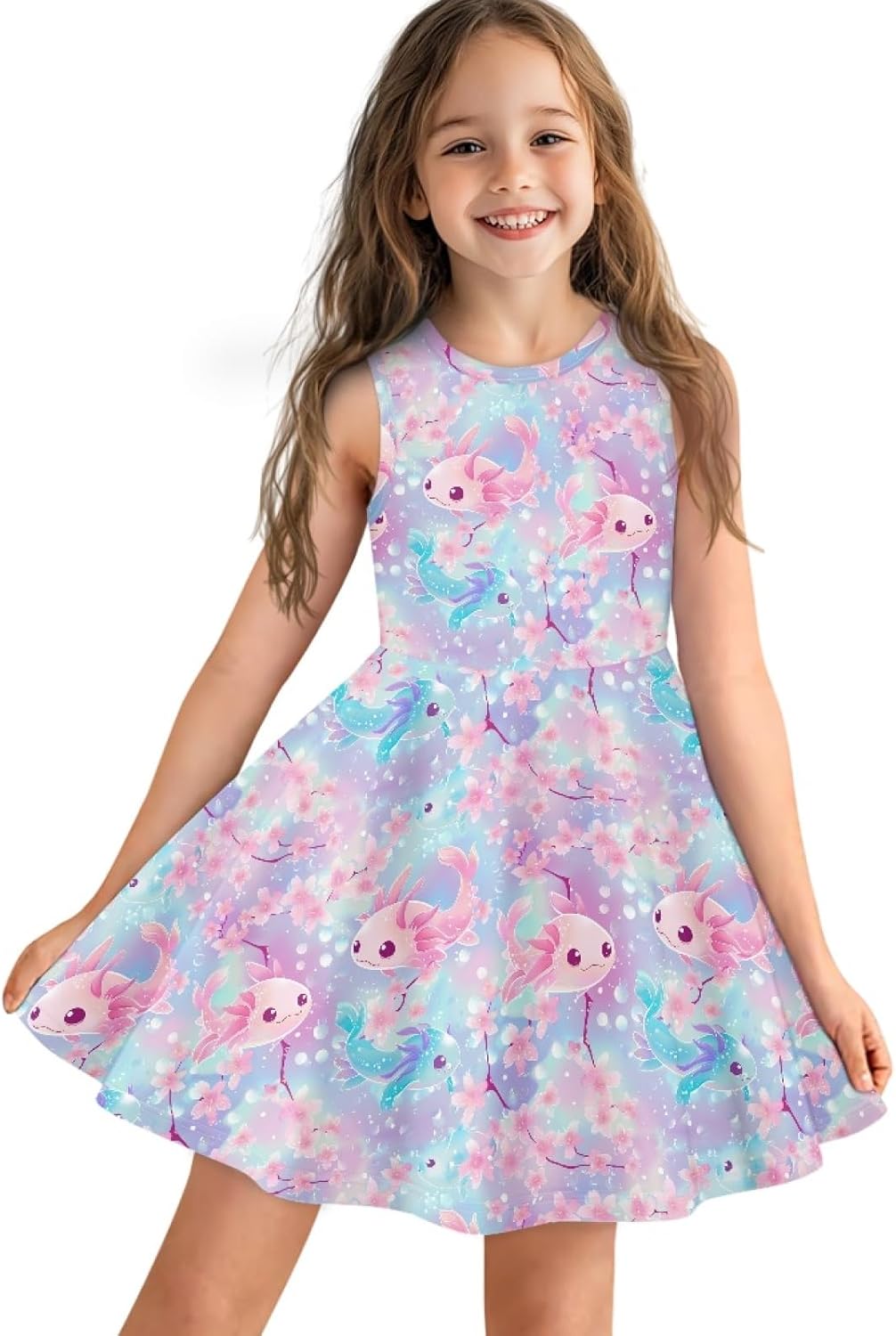 KiuLoam Cute Sleeveless Dresses for Girls Summer A-Line Dress Casual Sundress for 3-16