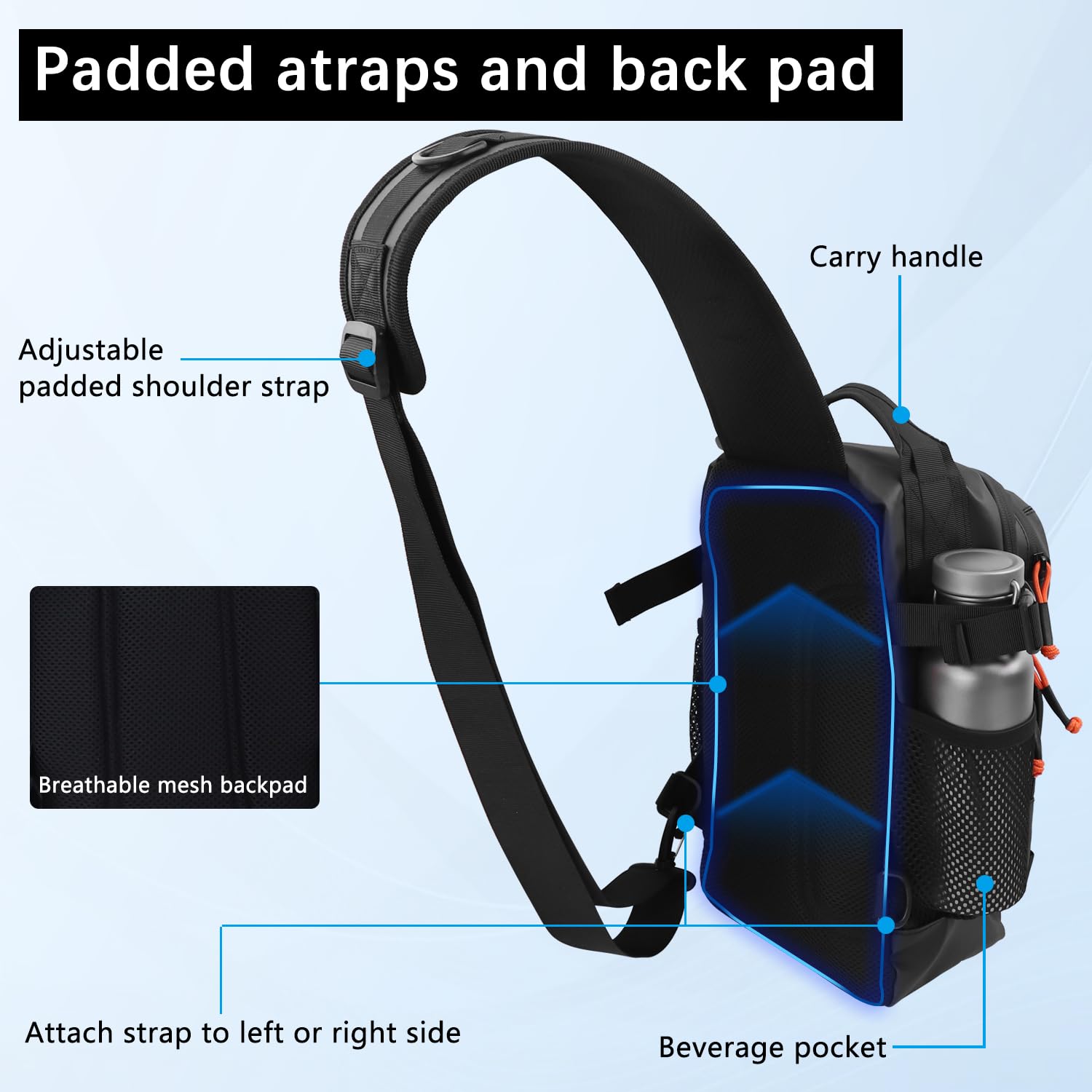 Rucksack für Teichangeln, leichte Tragetasche, Angelrucksack, Sling-Werkzeug-Aufbewahrungstasche zum Angeln