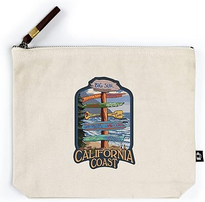Lantern Press Big Sur, California, California Coast, Destination Signpost, Contour (100% Cotton Canvas Travel Accessory Go Bag)