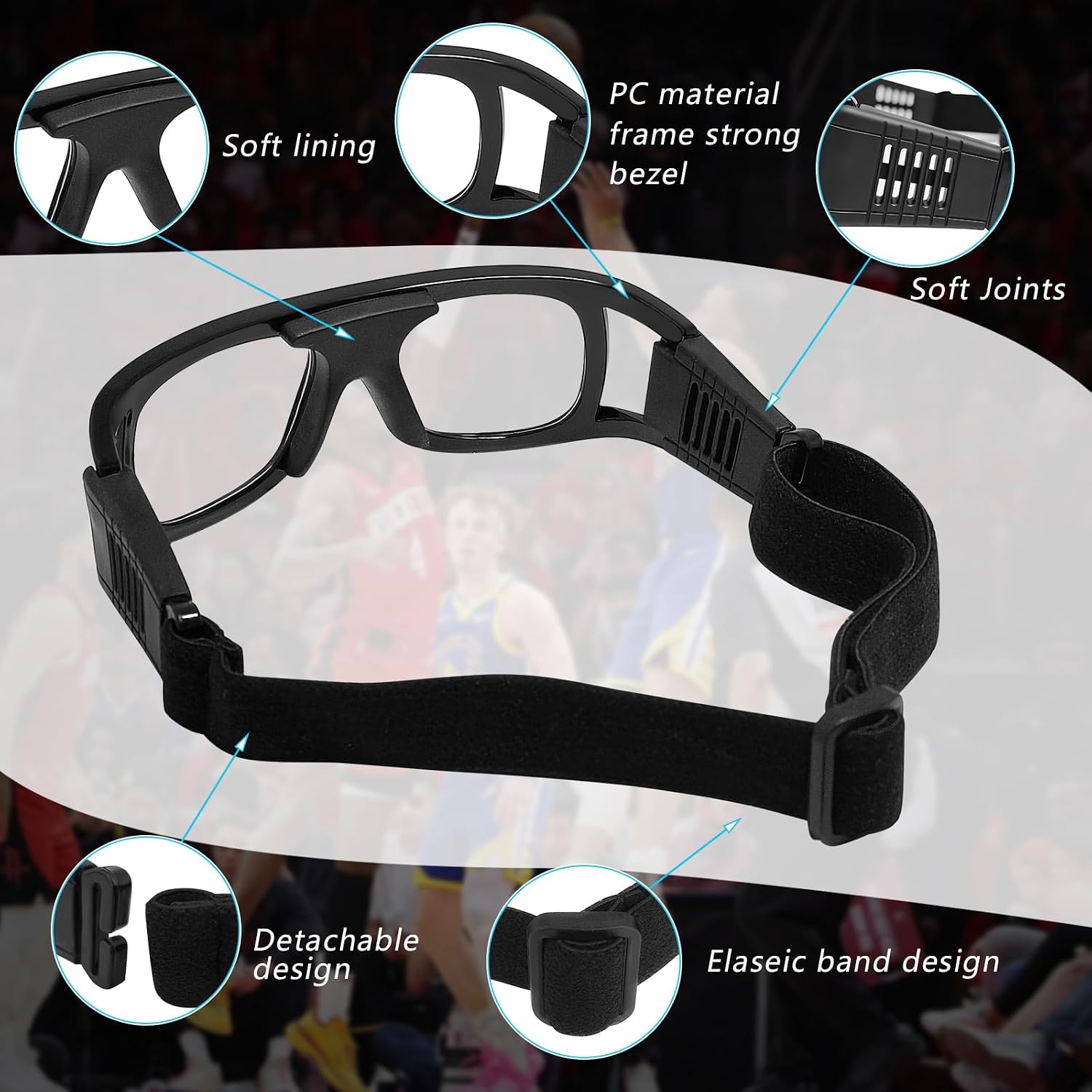 Sports Safety Goggles Glasses Men Racquetball Basketball Football Eyewear Protective Shock Collision Lens Replaceable