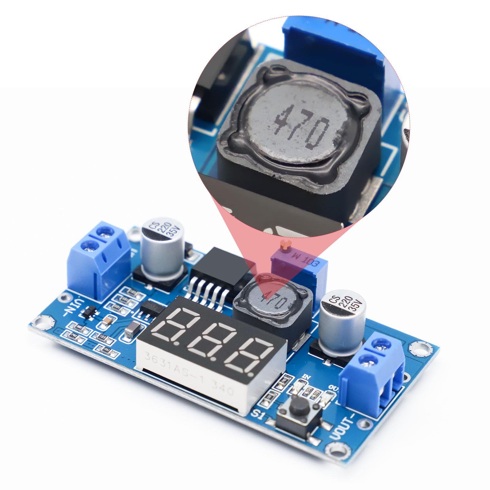 2PCS moduli convertitori step down, convertitore buck DC-DC da 4-40 V a 3,3-24 V con display digitale a 3 cifre, modulo step down di alimentazione