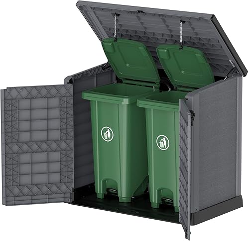 Miniatura 6 de Duramax Cedargrain StoreAway - Cobertizo de plástico para almacenamiento de jardín de 1200 litrostapa plana  Cobertizo para bicicletas de