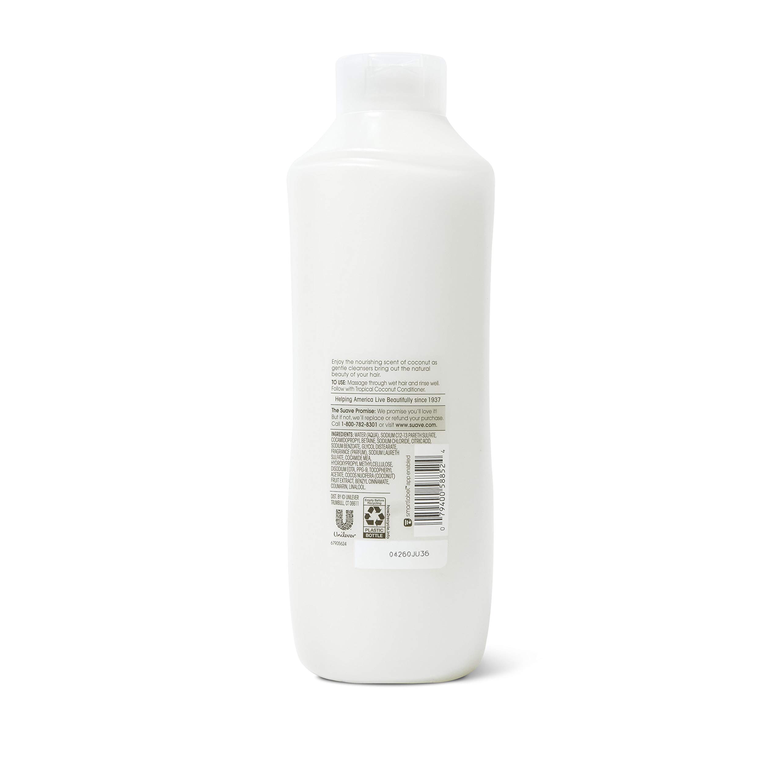 Suave Essentials Tropical Coconut Shampoo for Dry Hair, 30 oz, 6-Pack