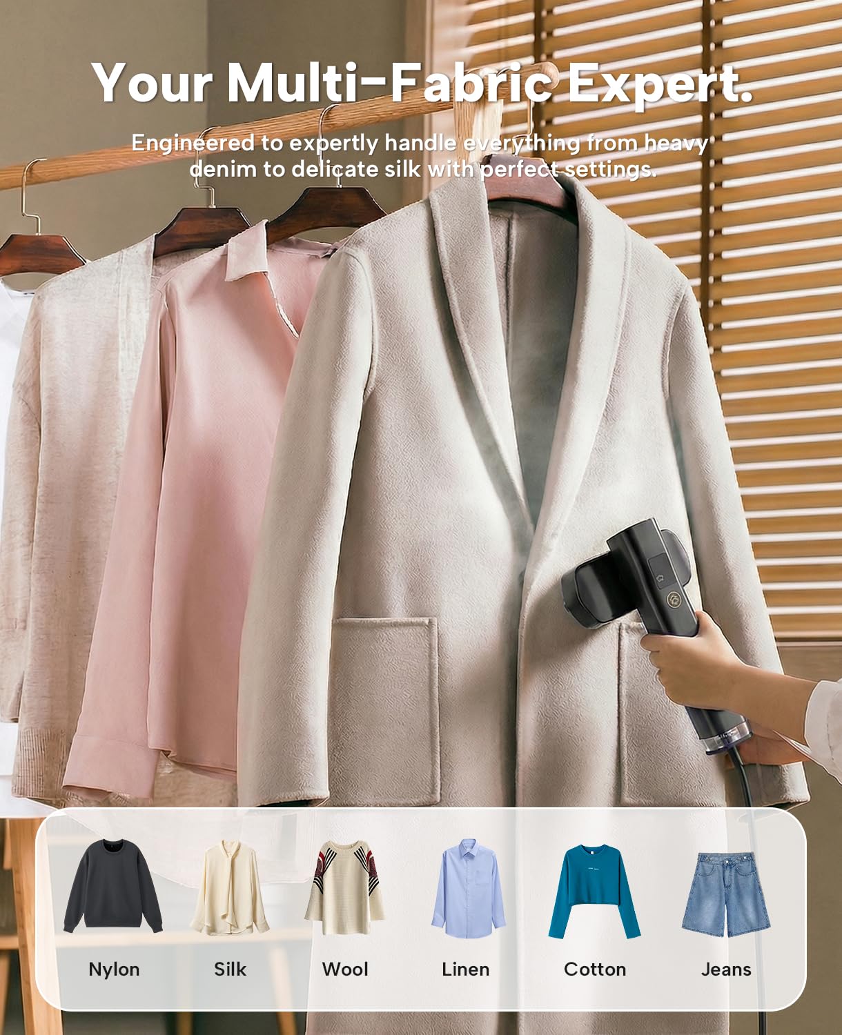 Travel Steamer for Clothes 1000W 110V Handheld Garment Steamer with LCD Display 15s Fast Heat Up Leakproof Design 3 Steam Levels with Portable Wrinkle Remover for Home, Dorm Hotel - 4