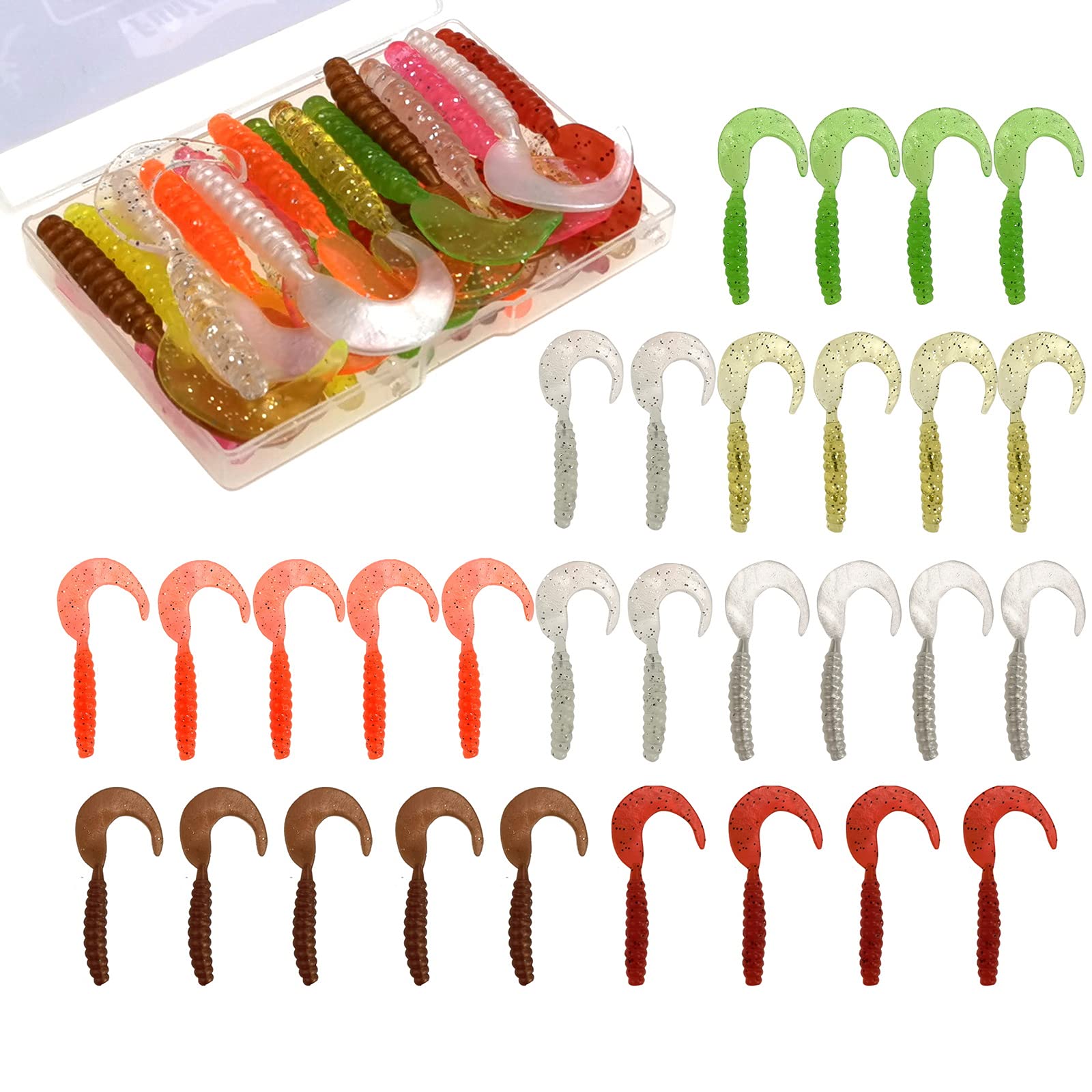 FunzhanFishing Soft Lures for Bass Artificial Plastic Baits Paddle Tail Swimbaits Creature Shad Proven Colors Natural Oils Portable Box for Crappie Saltwater Freshwater