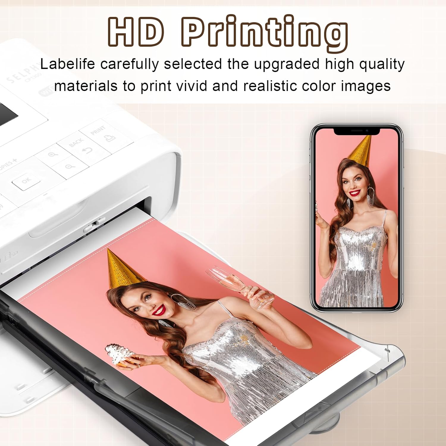 Compatible for Canon Selphy CP1500 CP1300 Ink and Paper KP-108IN Color Set for Selphy CP1200 CP910 CP900 CP760 CP780 CP800, 3 Color Ink Cassette and 108 Sheets 4x6 Photo Paper