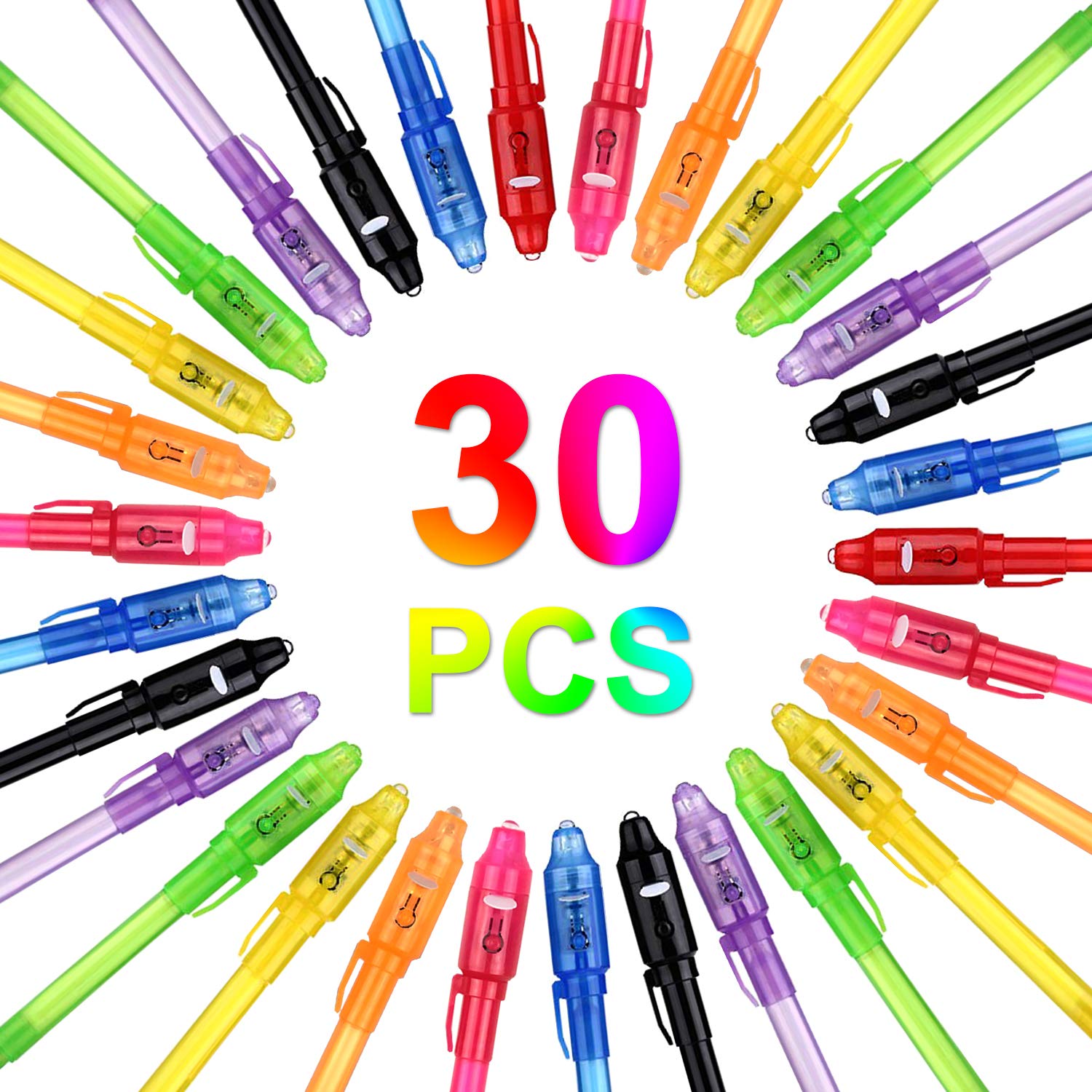 TAGVO Invisible Ink Pen - 2019 Upgraded Spy Pen with UV Light Magic Marker for Secret Message and Kids Halloween Goodies Bags Toy (30 pcs)