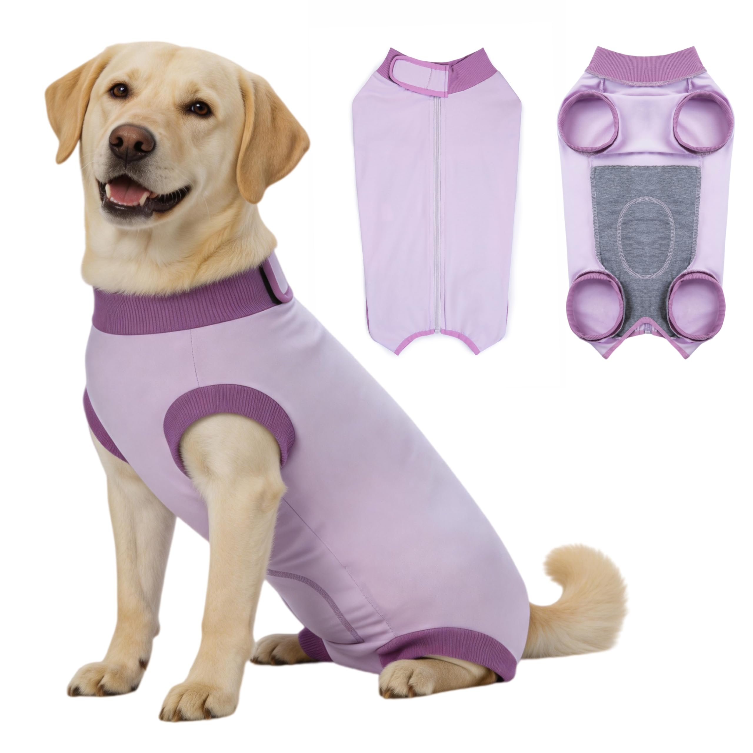 Dog Recovery Suit After Surgery, Abdominal Wound Protection Onesie, Anti-licking Substitute for E-Collar & Cone, Relieves Anxiety, Easy to Put On, Suitable for Male & Female Dogs (Lavender, XXX-Large)