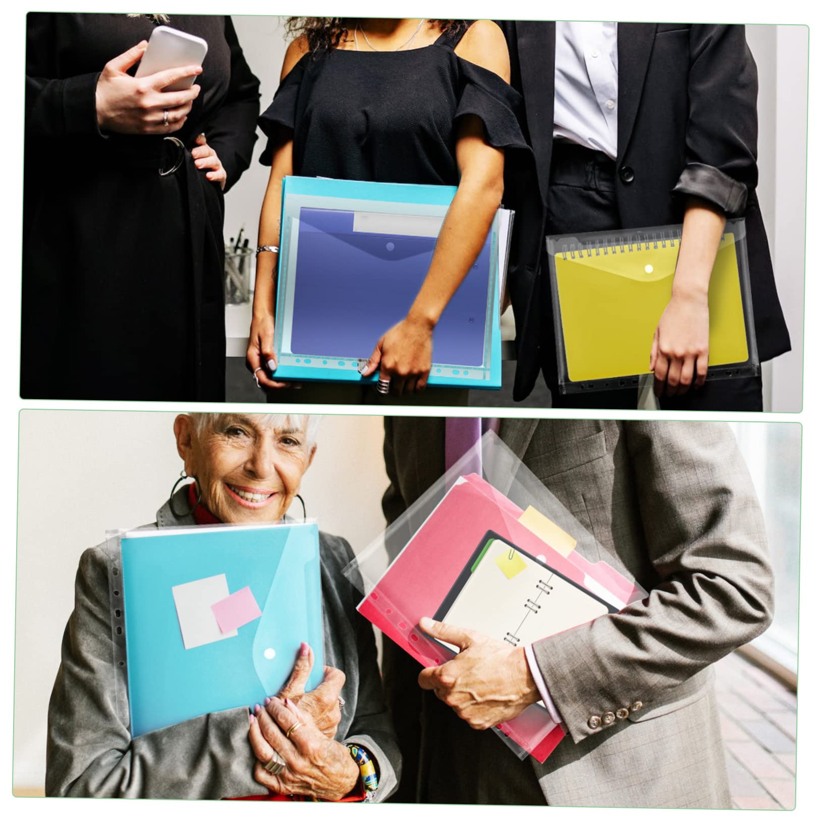 Lot De 20 Pochettes De Classeur Transparentes A4 à 11 Trous, Fermeture à Bouton-pression, Plastique Pp Résistant, Rangement De Documents Pour Bureau, École Et Organisation Personnelle