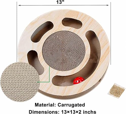 Miniatura 4 de Juguete para gatos 3 en 1, rompecabezas de gatitos, juguetes para gatos aburridos de interior con cartón y 2 bolas de campana, rascador redondo para