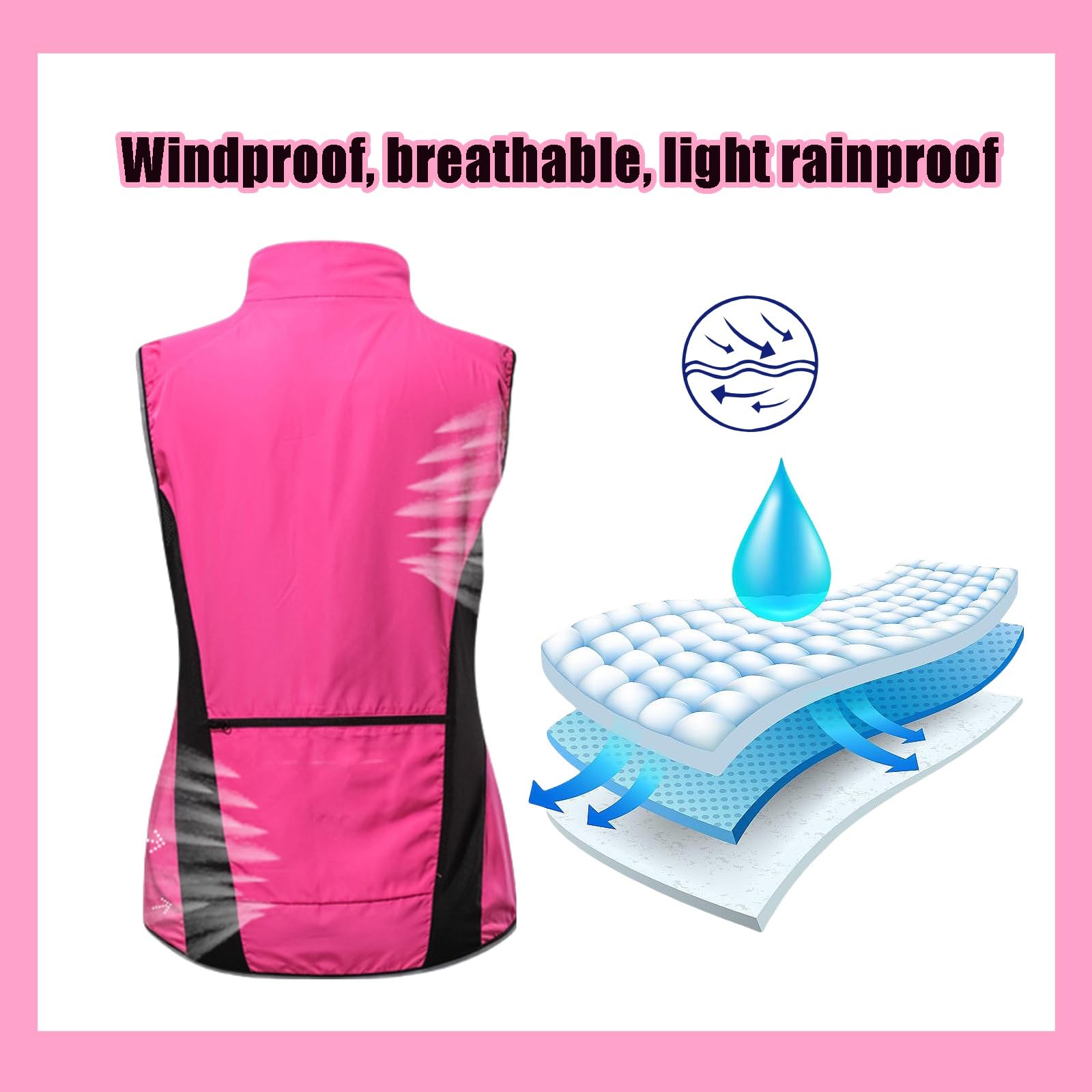 Gilet Da Ciclismo Da Donna, Ripiegabile, Antivento Con Fascia Riflettente Per Corsa, Ciclismo E Arrampicata