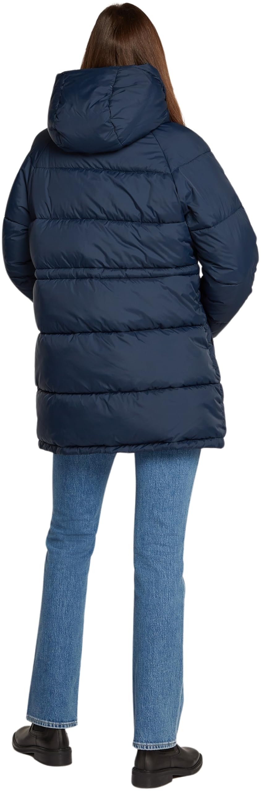 Tommy Jeans Damska kurtka puchowa TJW MIDI ASPEN PUFFER DW0DW18842, niebieska (Dark Night Navy), L, Niebieski (Dark Night Navy), L