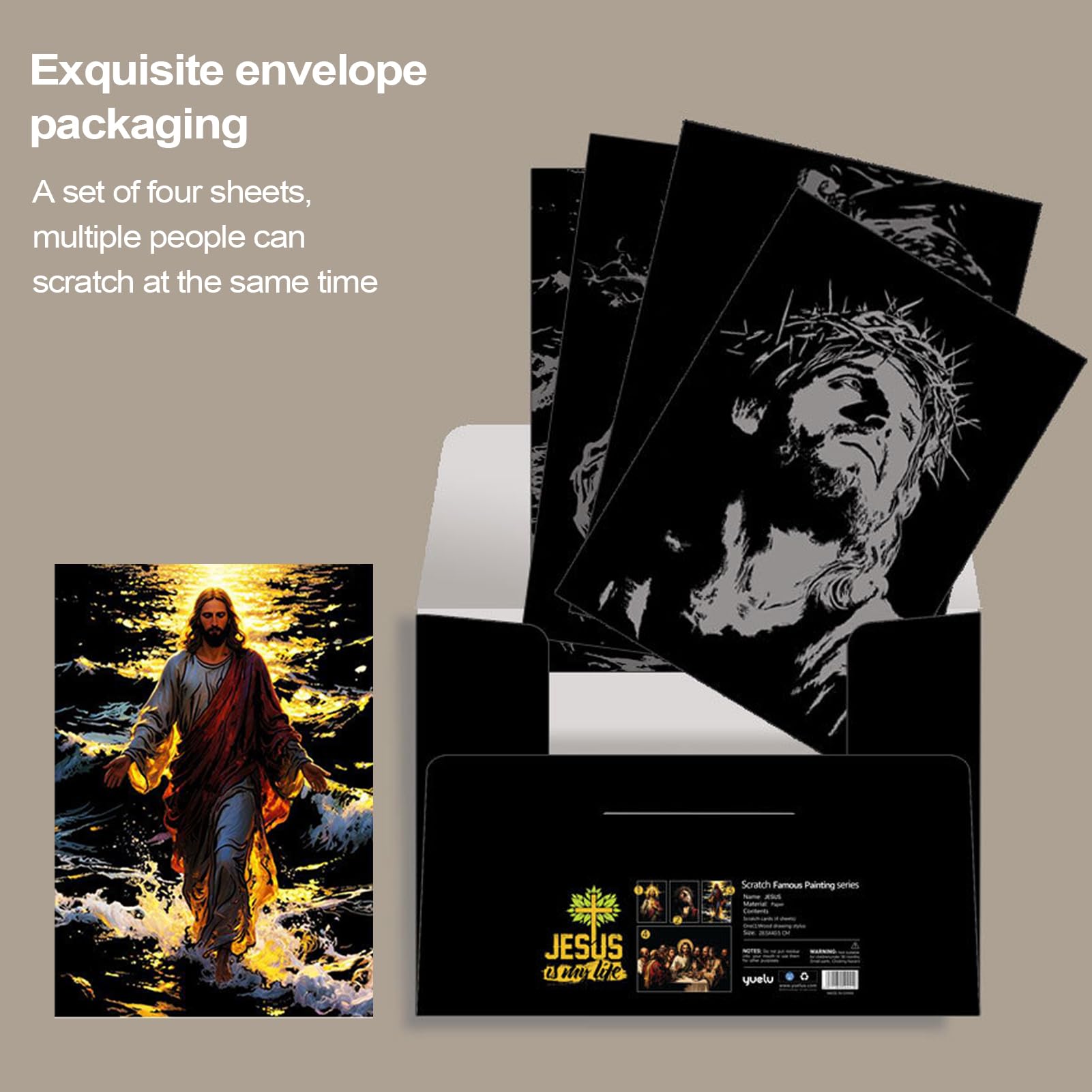 Kit De Arte Para Rascar Jesús | Tabla De Scratch Con Ilustraciones Religiosas | Actividad Creativa Para Adultos Y Niños 3+ | Regalo Original De Manualidades Y Relajación