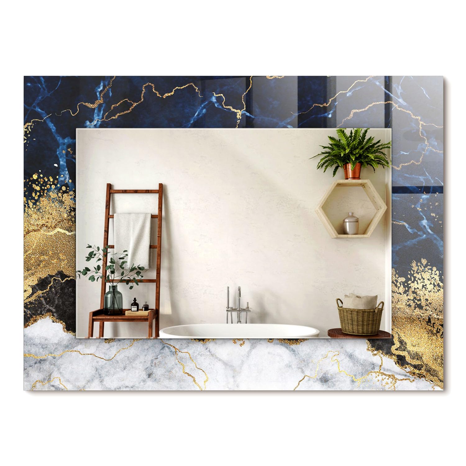 Decormat Mirror 80x60cm/31.5x23.6in Printed mirror Rectangular mirror Large mirror Mirror for hanging Mirror for living room and bedroom Wall mirror - Marble abstraction