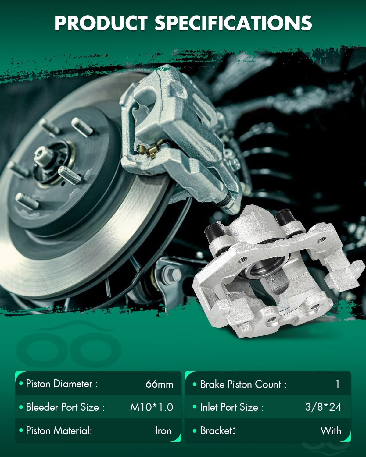 SCITOO Front Left Brake Caliper With Bracket 19B3116 Compatible For Ford Escape 2005-2008, For Mazda Tribute 2005 2006 2008, For Mercury Mariner 2007-2008