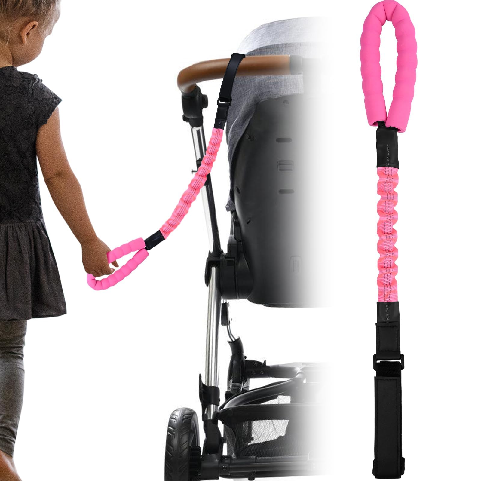 ONEDONE Stroller Handle for Toddler Travel 20" Stroller Strap for Kids to Hold Handle for Strollers, Wagons, Shopping Carts Soft Handle for Child