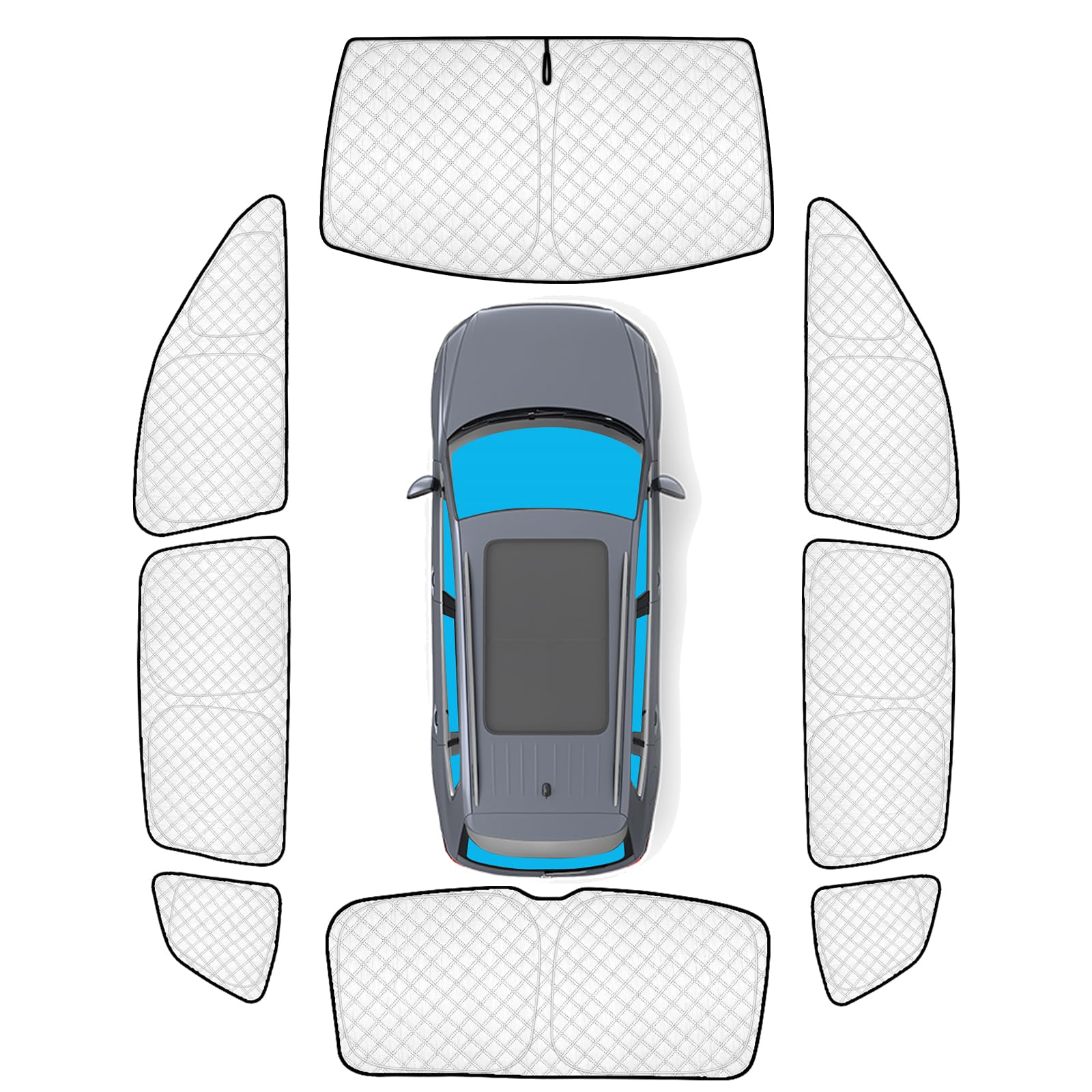 KMF 8pcs Thicken Sun Shades for Volkswagen VW Tiguan 2018-2023 Accessories,Tiguan Sunshade Full Car Window Covers for Windshield Side Rear, UV Block and Privacy Blackout for Camping