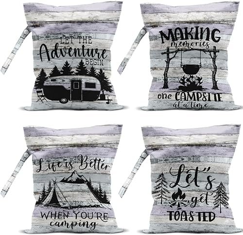 Miniatura 12 de Paquete de 4 bolsas húmedas bohemias para regalo de bruja, impermeable, reutilizable, para traje de baño, pañal, sol, luna, estrella, mariposa,