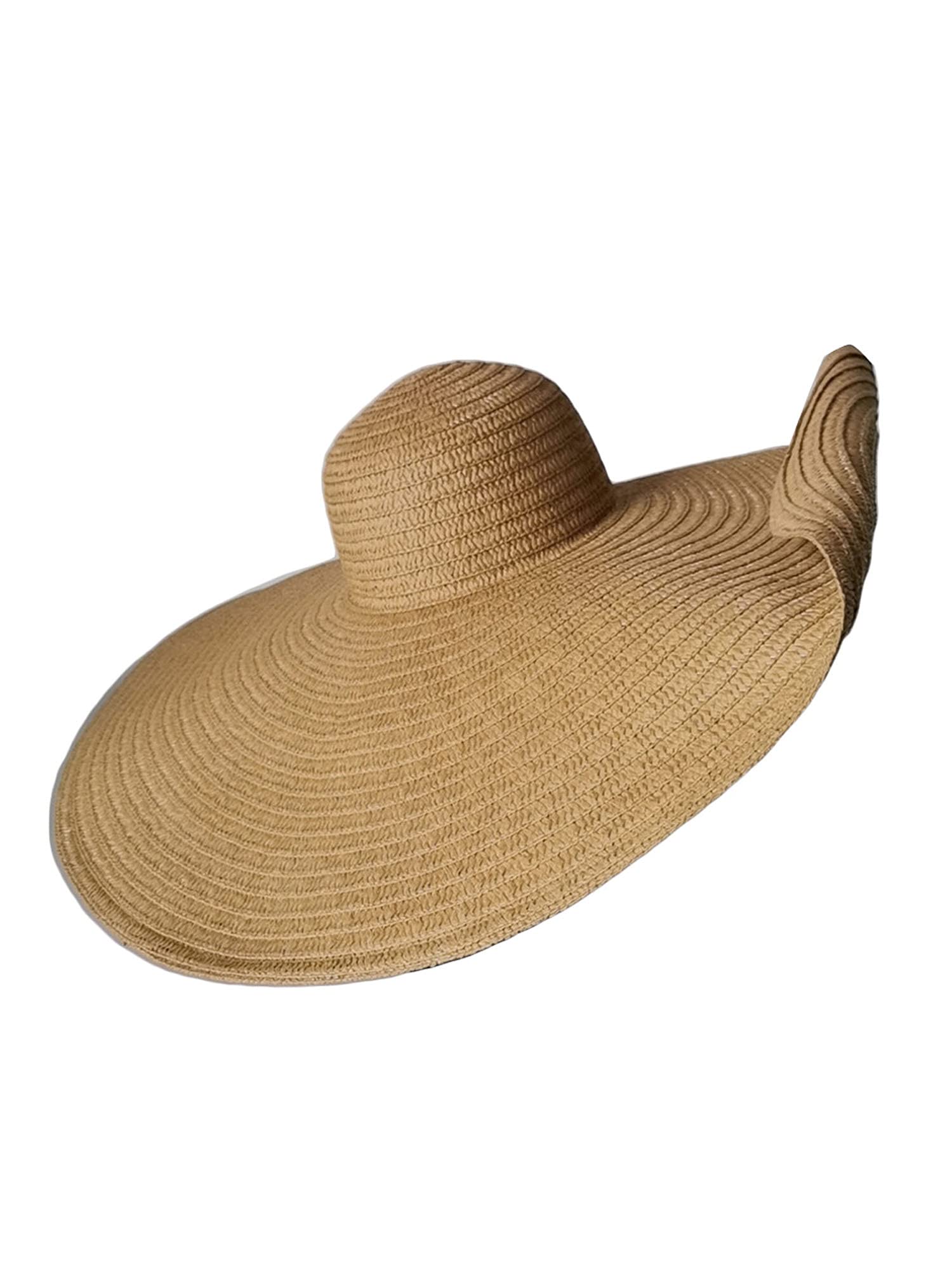 CHOSERL Sombrero de paja de gran tamaño para mujer, sombrero de sol plegable de ala grande, sombrero de playa al aire libre, sombrero de verano para playa