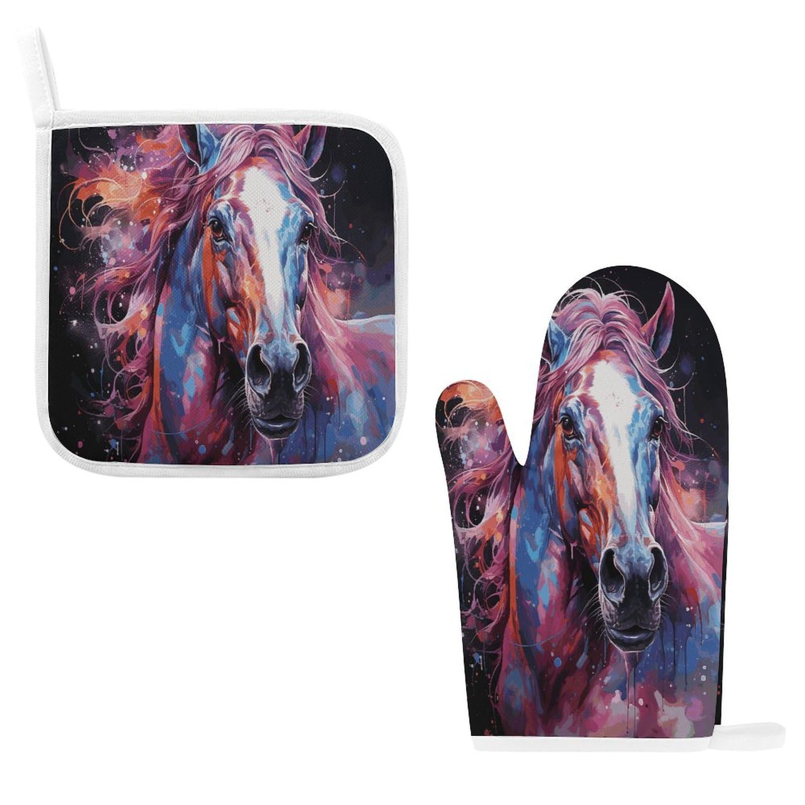 Fodpand Style Dreamy Horse Oven Mitts And Pot Holders Sets