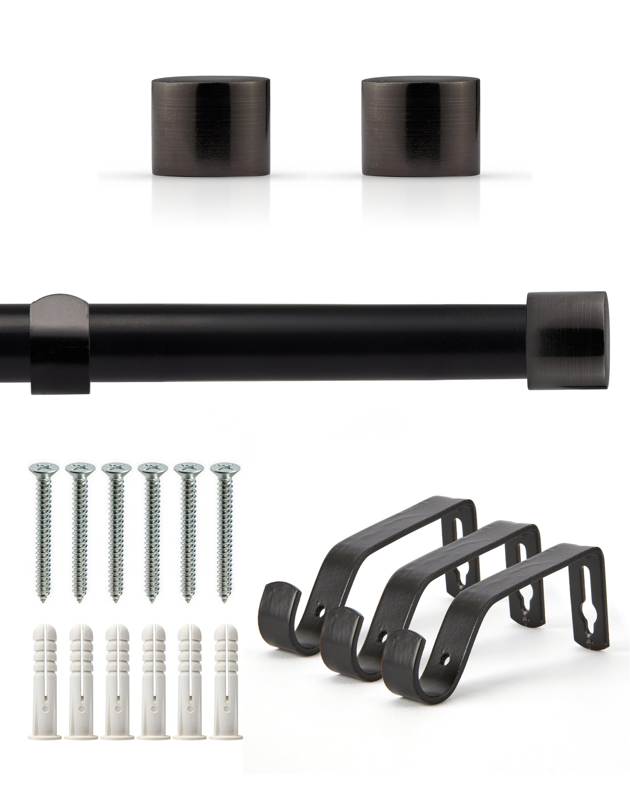 Emma Barclay Curtain Pole Extendable Full Stop Black 160-300Cm