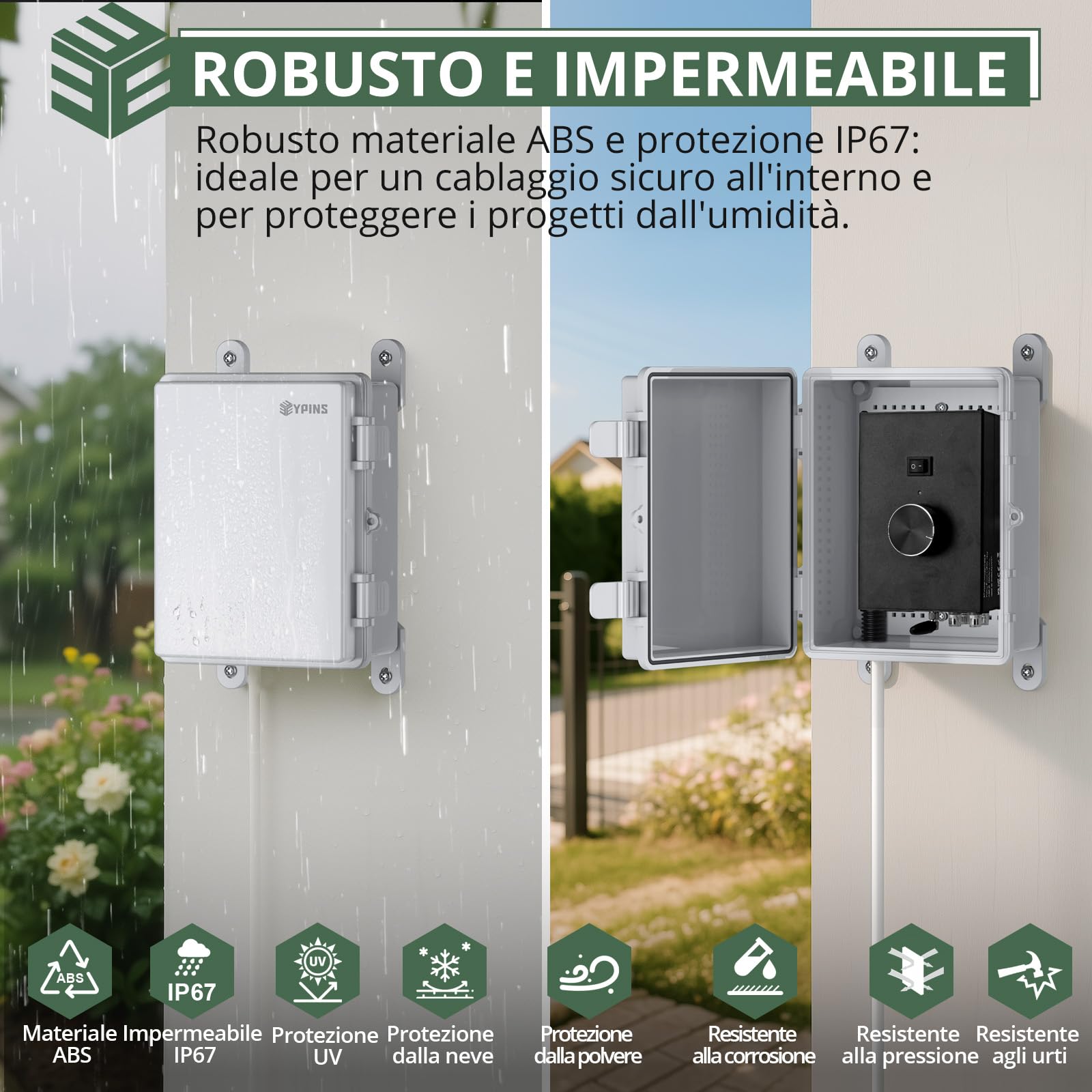 Greencycle Waterproof Junction Box, PVC/ABS Outdoor Plastic Enclosure Box,Electrical Enclosure, 4.9 X 3.3 X 2.3 Inch (125x86x62mm), Grey Universal Device Box For Electrical Projects
