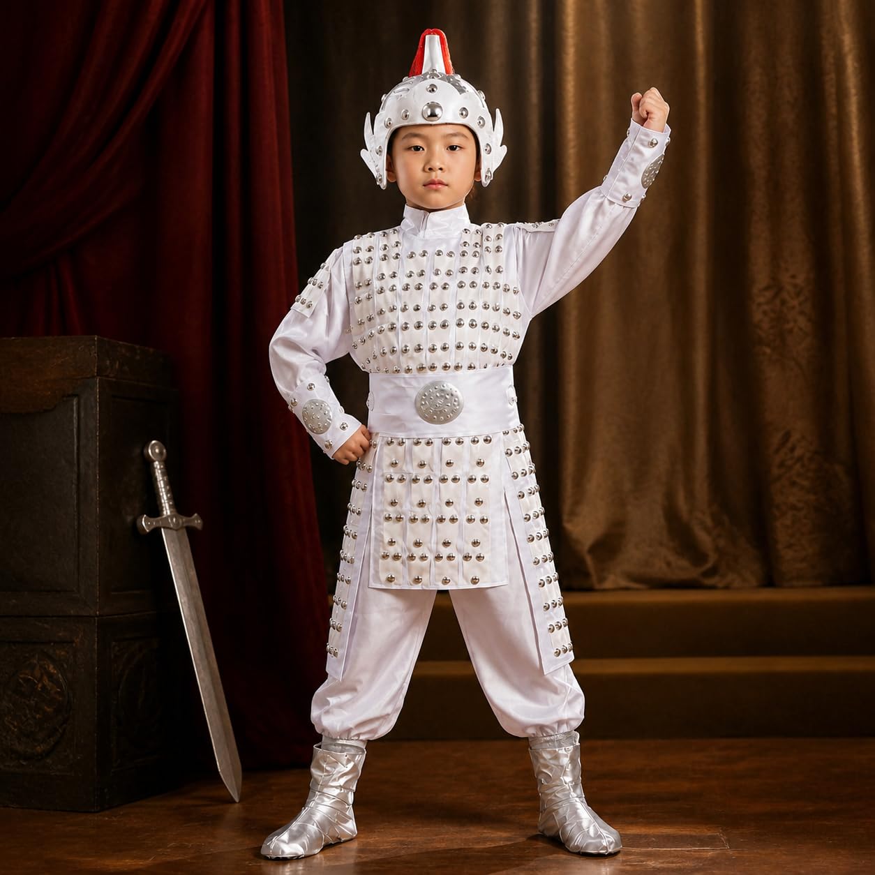 Costume da Generale Cinese Antico, Bianco, 110cm