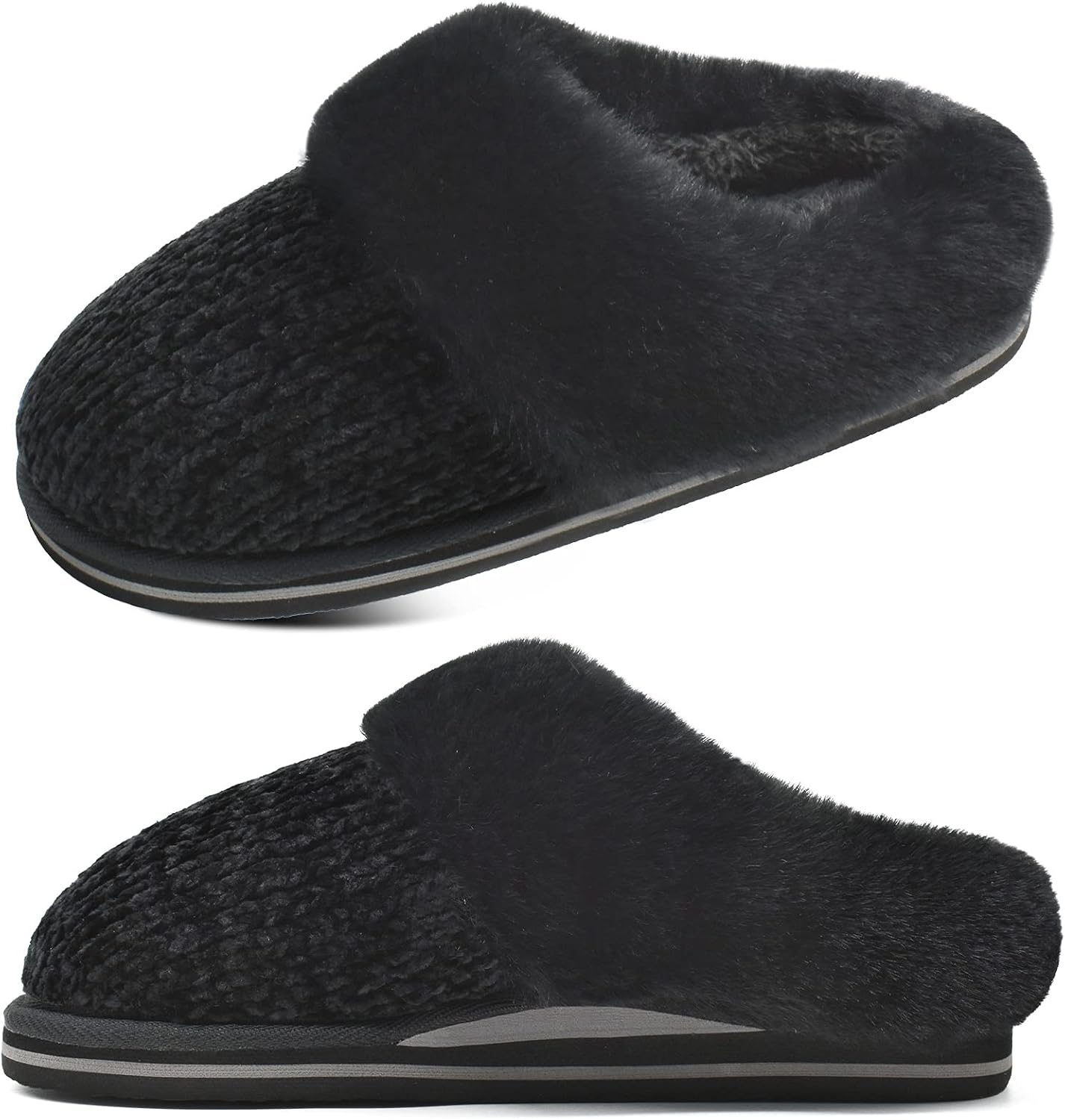KuaiLu Womens House Platform Slippers Warm Faux Suede Fuzzy Thick...