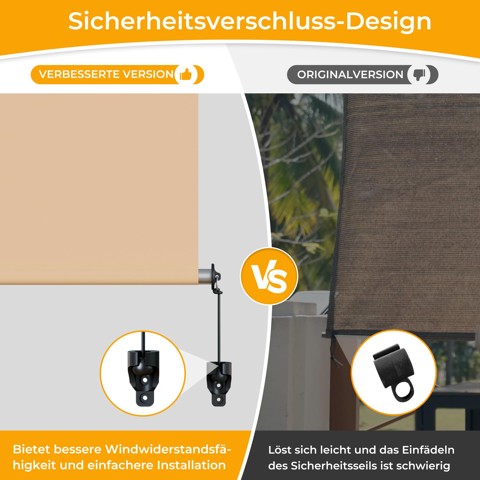 HOMEDEMO Außenrollo Senkrechtmarkise Außen, 220g/m² Stoff, Balkonrollo sonnenschutzrollo, Outdoorrollo Wetterfest Windschutz Sichtschutz, Vertikalmarkise für Balkon & Terrasse, 160x160cm Khaki